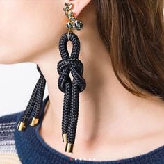 These Earrings Are Beautiful And Are A Statement All By Themselves . Forever21 Asos Zara Boohoo Torrid Victoria Secret Goddess Diy Earrings Dangle, Rope Earrings, Runway Earrings, Runway Jewelry, Tassel Earing, Rope Tie, Rope Jewelry, Cord Jewelry, 2017 Fashion