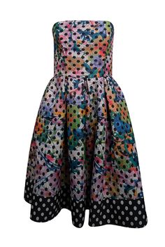 Current Boutique-Corey Lynn Calter - Blue, Black, & Multicolor Floral & Polka Dot Print Dress Sz 6 Multicolor Retro Print Knee-length Dress, Vibrant Multicolor Print Knee-length Dress, Multicolor Vibrant Print Knee-length Mini Dress, Multicolor Mod Floral Print Dress, Playful Sleeveless Unicorn Print Dress, Dot Print Dress, Flirty Dresses, Black Polka Dot, Polka Dot Print