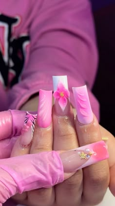 Pink Summer Nails, Pretty Lashes, Dope Nail Designs, Long Acrylic Nails Coffin, Nail Sets, Long Acrylic