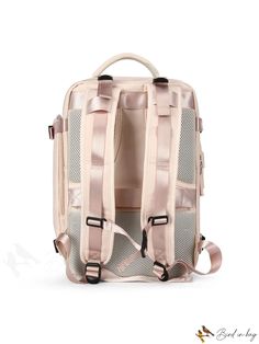 BirdinBag - Portable Beige Medium Laptop Backpack with Minimalist Design Multifunctional Rectangular Luggage For Daily Use, Large Capacity Backpack For Travel, Multifunctional Daily Backpack With Adjustable Strap, Multifunctional Rectangular Travel Bag With Adjustable Strap, Multifunctional Beige Travel Bag, Versatile Student Softback Bag, Travel Backpack Satchel, Multifunctional Bag With Adjustable Strap For Trips, Pink Backpack Satchel For Travel