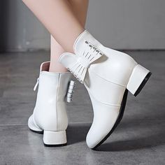 Heels:Approx 4.5cm Platform:Approx cm Upper Material:Pu Leather Outsole:Rubber If your foot is a little wide and fat, we suggest you choose 1 size larger, pls measure your foot length and choose a correct size. Thank you! Size Chart: Euro/CN 34 = foot length 21.5-22cm (Foot width=8-8.5cm) Euro/CN 35 = foot length 22-22.5cm (Foot width=8.5cm) Euro/CN 36 = foot length 22.5-23cm (Foot width=8.5-9cm Euro/CN 37 = foot length 23-23.5cm (Foot width=9cm) Euro/CN 38 = foot length 23.5-24m (Foot width=9-9 White Pointed Toe Martin Boots For Winter, White Martin Boots For Spring, Casual White Low Heel Boots, Casual White Boots With Low Heel, Trendy White Martin Boots For Spring, Trendy White Martin Boots With Round Toe, White Martin Boots With Round Toe For Spring, Trendy White Martin Boots With Flat Heel, Trendy White Ankle-high Martin Boots