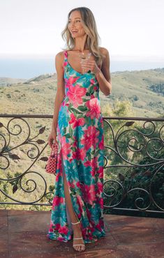 Anderson Maxi Dress ~ Garden Party Multi Newport Rhode Island Wedding Guest Dress, Hawaii Wedding Outfits, Resort Formal Attire Women, Cancun Wedding Outfit Guest, Beach Chic Outfit Wedding Guest, Tropical Party Dress, Resort Outfits For Women, Resort Formal