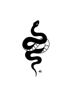 a black and white drawing of a snake