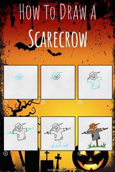 how to draw a scarecrow for halloween with step by step instructions on the front cover