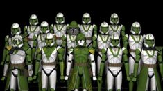 a group of green and white star wars uniforms