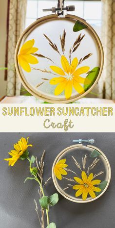 the sunflower suncatcher craft is an easy and fun project for kids to make