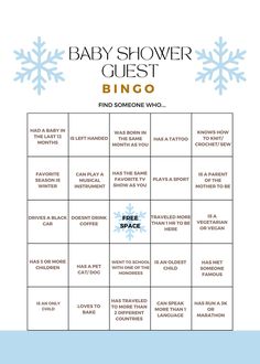 Capture the joy of winter at your baby shower with our Snowflake Bingo! This digital download features charming snowflakes and cheerful vibes for a festive celebration filled with glee! Winter Wonderland Baby Shower Games, Snow Baby Shower Ideas, Baby Boy Shower Ideas Themes Winter, Winter Wonderland Baby Shower Ideas Boy, Winter Baby Shower Ideas Themes, Winter Theme Baby Shower Ideas, Winter Themed Baby Shower Ideas, Winter Wonderland Baby Shower Boy, Winter Baby Shower Decor