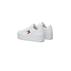 Brand: Tommy Hilfiger Jeans Gender: Women Type: Sneakers Season: Spring/Summer PRODUCT DETAIL • Color: white • Size (cm): 4.5 COMPOSITION AND MATERIAL • Composition: -90% leather -10% polyurethane Sporty White Platform Sneakers With Branded Insole, Modern White Platform Sneakers For Sports, White Sporty Platform Sneakers For Athletic Use, White Platform Sneakers For Summer, White Low-top Platform Sneakers For Sports, White Platform Sneakers For Summer Streetwear, White High-top Platform Sneakers For Summer, White Platform Sneakers For Summer Sports, White Summer Platform Sneakers For Sports