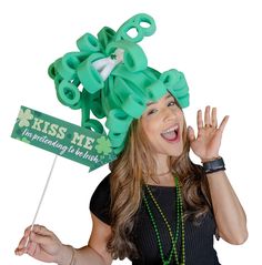 This St. Patrick´s Rollers Wig will definitely make you stand out at your next Party, Hora Loca, Wedding, Corporate Event, Birthday, Quinceanera, or Halloween Party! It can be used as a wedding hats, top hats, photo booth props, or a party favor. Fun Costume Hats For Carnival And Themed Events, Fun Green Mini Hats For Party, Fun Green Mini Hats For Parties, Green Fun Party Mini Hats, Fun Mini Hats For Carnival Themed Events, Whimsical Top Hat For Halloween Party, Fun Halloween Party Headpieces, Green Novelty Party Hat, Themed Top Hat For Carnival Party