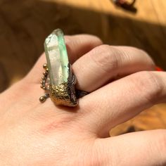 Natural Fluorite Statement Ring Set In Silver. One Of A Kind. Travel Personal Collection. Natural Mineral Ring Natural Minerals, Womens Jewelry Rings, Statement Ring, Ring Set, Ring Sets, Statement Rings, Women Jewelry, Ring, Green