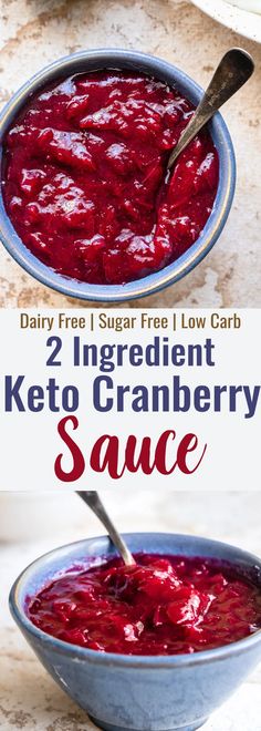 two ingredient keto cranberry sauce in a bowl