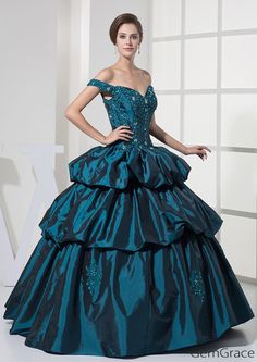 The queen~ Off the shoulder green colored wedding dress big ball gown. Custom from 30+ colors and any sizes by GemGrace's affordable solution, pro since 2009. Blue Satin Ball Gown For Debutante Ball, Blue Taffeta Wedding Dress, Floor-length Blue Taffeta Dresses, Blue Floor-length Taffeta Dresses, Blue Taffeta Floor-length Dresses, Taffeta Gown With Sweetheart Neckline For Debutante Ball, Taffeta Ball Gown For Debutante Ball, Taffeta Ball Gown For Debutante Ball During Prom Season, Off-shoulder Taffeta Prom Evening Dress