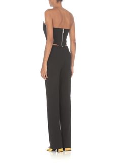 66% Polyester, 28% Viscose, 6% Elastane Fitted Elastane Pantsuit For Night Out, Straight Leg Evening Pants With Belt Loops, Straight Leg Pants With Belt Loops For Evening, Tailored Evening Pantsuit In Elastane, Fitted Wide Leg Pants With Structured Boning, Chic Fitted Wide Leg Pants With Structured Boning, Luxury Fitted Straight Pantsuit, Evening Straight Pants With Structured Boning, Luxury High Waist Pants