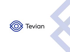 the logo for tevian is shown in blue and white, with an eye on it