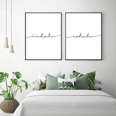 Inhale Exhale Printable Wall Art Set Of 2, Home Decor, Wall Art Prints, T-Shirt Prints, Boho Print Newlywed Bedroom, Wall Art Above Bed, Art Above Bed, Poster Bedroom, Yoga Poster, Bedroom Signs, Inhale Exhale, Decor Prints, Art Set Of 2