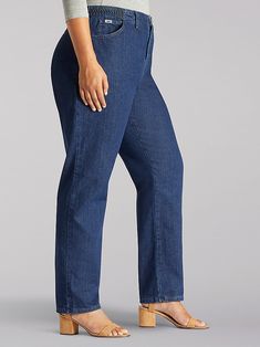 Women's Relaxed Fit Side Elastic (Plus) Jeans | Lee® Plus Jeans, Elastic Jeans, Indigo Fabric, Top Priority, Jeans Style, Boy's Clothing, Stretch Denim, Casual Pants, Mid Rise