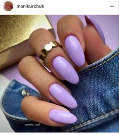 Perpul Nails, Different Shade Of Purple Nails, Purple Shellac Nails, Long Round Nails, Oval Acrylic Nails, Shellac Nail Designs, Light Purple Nails, Wisteria Purple, Violet Nails