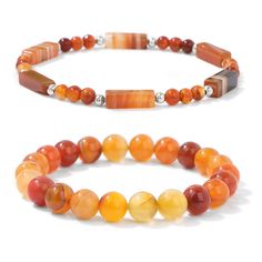 PRICES MAY VARY. 【2Pcs Carnelian Bracelets Set】：Contains 4mm and 8mm carnelian stretch bracelets, 2 pieces of gemstone beaded bracelets with different designs provide you with trendy wearing options. Our carnelian bracelets are simple and fashionable, suitable for daily wear or attending family gatherings, travelling, holiday celebrations ect. 【Healing Bracelet】：These natural crystal stone bracelets promote balance, hope and good luck, protect you from negativity, dispel darkness and allow you t Carnelian Bracelets, Purple Beaded Bracelets, Carnelian Bracelet, Carnelian Jewelry, Stone Bracelets, Beads Bracelet Design, Garnet Bracelet, Bracelets Set, Natural Stone Bracelets