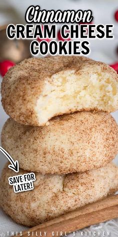 cinnamon cream cheese cookies Cream Cheese Cookie, Recipes Using Cream Cheese, Cream Cheese Cookie Recipe, Cinnamon Cream Cheese, Cream Cheese Desserts, Lost 100 Pounds, Cheese Cookies, Cream Cheese Cookies, Cheese Dessert