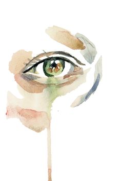 an eye is shown in this watercolor painting