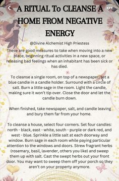 Witch Cleansing Ritual, Hearth Witchcraft, Cleanse House, Candle Magik, Space Cleansing, Negative Energy Cleanse, Hoodoo Spells, Cleansing Ritual