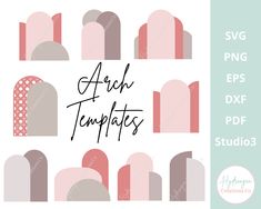 pink and grey arch templates with polka dots