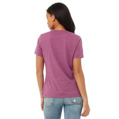 Buy BELLA+CANVAS® Women's Relaxed Heather Short Sleeve T-Shirt at Michaels. Lightweight and super soft, this women's t shirt offers a comfortable and casual fit perfect for on the go. Part of the relaxed collection, this go to basic features a crew neck and short sleeves. Lightweight and super soft, this women's t shirt offers a comfortable and casual fit perfect for on the go. Part of the relaxed collection, this go to basic features a crew neck and short sleeves. Made from extremely popular He Casual Purple Top For Everyday, Everyday Purple Short Sleeve Tops, Heather Tri-blend Crew Neck Top, Solid Tri-blend Everyday Tops, Solid Tri-blend Tops For Everyday Wear, Purple Soft-washed Relaxed Fit Tops, Everyday Heather Cotton Tops, Casual Purple T-shirt For Everyday, Heather Color Relaxed Fit Short Sleeve T-shirt