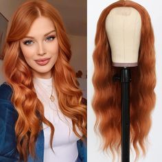 PRICES MAY VARY. Details: 24inch, Ginger Orange Color, Natural Looking Lace Frontal. Feature: Soft and Smooth Heat Resistant Synthetic Fiber Hair up to 350°F - 370°F. Use occasion:Dressing Up to comiccon, cosplay show, halloween, costume party,anime show, cosplay event and daily use and any other occasion. Quality: The material of wigs is Japanese silk ,smooth and soft heat resistant synthetic fiber make the wigs not easily tangle and hair loss. Service: 24 Hours Online Service,After- s Service Short Sew In Hairstyles, Wigs Long, Wig Stand, Red Wigs, Best Wigs, Copper Red, Hair Replacement, Body Wave Wig, Lace Closure Wig