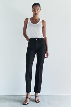 ZW COLLECTION HIGH WAIST CROPPED BOOTCUT JEANS - Black | ZARA United States Cropped Bootcut Jeans, Woman Jeans, Waistcoat Dress, Cargo Shirts, Zara Woman, T Shirt Vest, Sweaters Knitwear, Hoodie Top, Trouser Jeans