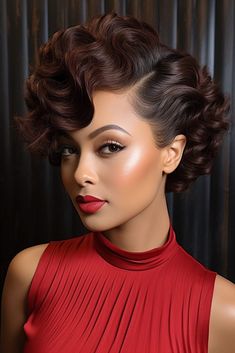 Step back in time with a modern twist in the Textured Finger Waves, a classic yet contemporary natural hairstyle that radiates elegance and sophistication. This timeless look combines the precision of finger waves with the natural texture of hair, creating a visually stunning and versatile appearance. Textured Finger Waves allow black women to confidently express their unique style, making a statement that’s both nostalgic and fashion-forward. 1920s Hairstyle, Short Hair Bride, High Fashion Hair, Natural Hairstyle, Finger Waves, Edgy Short Hair, Sassy Hair, Hair Affair, Fancy Hairstyles