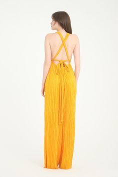 All eyes will be on you with this gorgeous limited edition v neck yellow pleated jumpsuit! This is the jumpsuit that will reflect the spirit of Studio 54 completely. Imagine a jumpsuit shining with the disco lights of those times. Features: Pleated Jumpsuits For Women, One Piece V Neck Jumpsuit, Wedding Guest Jumpsuits , Dressy Jumpsuits, Plus Size , Deep V Neck Sleeveless Wide Leg Long Pants, 70s disco Jumpsuit For Women, Evening Jumpsuit, Formal Jumpsuit, Party Jumpsuit, Backless Jumpsuit,Disc V-neck Party Jumpsuit With Tie Back, V-neck Tie Back Jumpsuit For Party, V-neck Jumpsuit With Tie Back For Party, Elegant Yellow Jumpsuit For Party, Yellow Halter Neck Maxi Dress For Party, Yellow Halter Neck Maxi Dress For Evening, Chic Yellow Jumpsuit For Party, Yellow Backless Maxi Dress For Party, Yellow Backless Maxi Dress For Evening