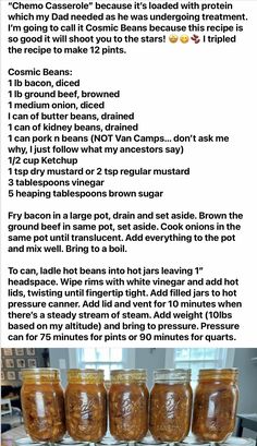 the recipe is shown with instructions on how to make peanut butter and jelly in mason jars