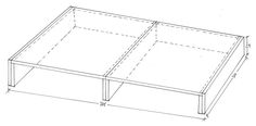 a drawing of a coffee table with measurements for the top and bottom section on it