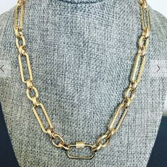 Willa Ford Designs Linked Chain Necklace - 17” With A Pave Clasp For A Little Bling Nwt Never Worn Willa Ford, Chain Link Necklace, Chain Necklace, Ford, Necklaces, Chain, Gold, Women Shopping, Color