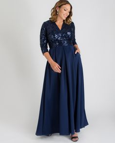 You’ll look perfectlypolished and elegant in our Paris Pleated Sequin Gown. Designed with a stunningsequin bodice and a pleated A-line skirt with pockets, you’ll look like theguest of honor wherever you go. Made exclusively in women’s plus sizes.Please Note: View the Shipping & Returns tab for our Sharktag Policy. Best Dressed Wedding Guest, Plus Size Evening Gown, Plus Size Sequin, Elegant Plus Size, Plus Size Formal, Formal Evening Dress, Floor Length Skirt, Sequin Gown, Floor Length Gown