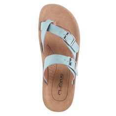 Flexus Style: BAYSIDE This cute and chic toe loop slide sandal is accentuated by two buckle straps for adjustability and comfort. Its soft insole and flexible soles provide comfort for your feet for day to day wear. Upper: Synthetic Lining: Synthetic Insole: Synthetic Outsole: Polyurethane Closure: Buckle, Slip-on Heel Height: 1 1/4" Platform Height: 1/2" Features: - Adjustable, Comfort, Flexible Sole, Footbed Comfy Sandals, Spring Step Shoes, Size Chart For Kids, Summer Adventures, To Day, Womens Size Chart, Casual Everyday, Slide Sandals, Black Sandals