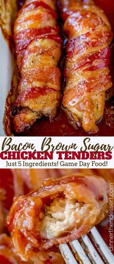 Bacon Brown Sugar Chicken, Chicken Tenders Dinner, Brown Sugar Chicken, Brown Sugar Bacon, Bacon Chicken, Football Food, Think Food, Bacon Recipes