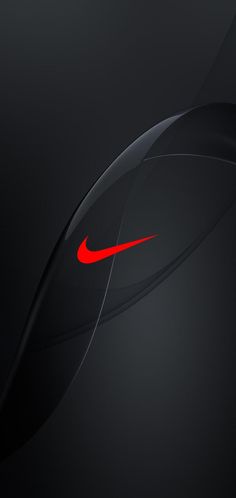 the red nike logo is on top of black wallpaper and it appears to be curved