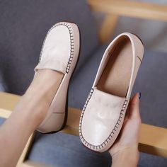 Comfortable, One of Kind. Flats online shop,|Cowhide/Calf|Rubber|Flat|Round Toe|Slip-On|Female|1.5cm|White|Brown|Light Gray|Dusty Pink|Black|35|36|37|38|39|40|Spring/Fall|Sheep Skin Shoes For Woman, Women's Casual Shoes, Korean Jewelry, Flats Online, Sheep Skin, Shoes Handmade, Leather Flat Shoes, Casual Loafers, Comfortable Flats