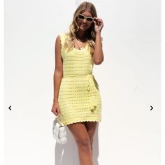 Us Size 8, Au Size 12 Yellow Crochet Kylia Dress From Hushh&Co. Nwt. Cleaning Out The Closet For The Maternity Clothes! Spring Crochet Lace Dress For Day Out, Spring Crochet Dress For Day Out, Crochet Lace Dress For Day Out, Chic Crochet Mini Dress For Spring, Sleeveless Crochet Dress For Day Out, Casual Crochet Lace Dress For Spring, Casual Spring Dresses With Crochet Lace, Spring Dresses With Crochet Lace For Day Out, Spring Day Out Dresses With Crochet Lace