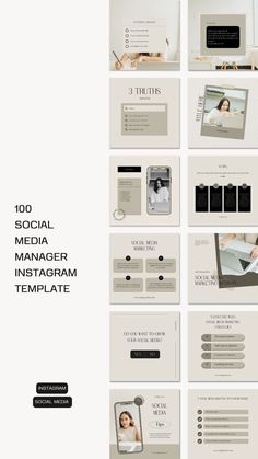 an image of a white and black presentation board with the words social media manager instagramm