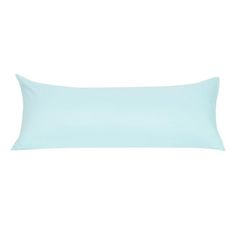 a light blue pillow on a white background