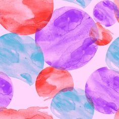 watercolor circles on pink and blue background