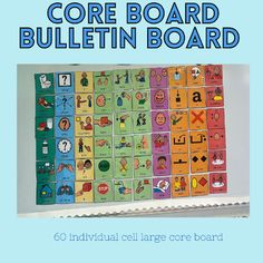 an advertisement for the core board bulletin board, with pictures of children's letters and numbers