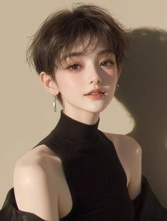 Intimidating Face Reference, Soft Smile, Girl Anatomy, Androgynous Hair, Pleasing People, 얼굴 드로잉, Asian Short Hair, Hair Inspiration Short, Anime Hair