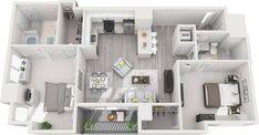 the floor plan of a two bedroom, one bath apartment with an attached kitchen and living room