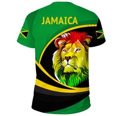 Jamaica T Shirt Jamaica Lion Rasta ActiveDescription Our Unisex T-shirt is made of a premium polyester blend, offering maximum comfort with a soft feel. It boasts an all-over print design created through a high-definition heat-dye application that ensures vibrant and long-lasting colors even after multiple washes. This T-shirt’s fabric is durable and resistant to wrinkles, shrinking, and mildew, ensuring its longevity. The thread line color is limited to black or white. Every T-shirt is custom p Printed Short Sleeve T-shirt For Sports Events, Green Sports T-shirt With Custom Print, Green Custom Print Sports T-shirt, Green Sporty T-shirt With Sublimation Print, Sporty Green T-shirt With Sublimation Print, Multicolor All Over Print T-shirt For Fans, Green Sports T-shirt With Sublimation Print, Green Tops With Sublimation Print For Sports Events, Printed Crew Neck T-shirt For Sports Events