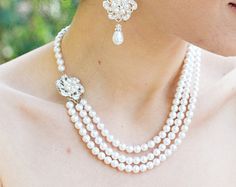 Crystal Pearl Necklace With Rhinestones For Wedding, Pearl White Rhinestone Necklace For Wedding, White Rhinestone Bridal Jewelry, Wedding Pearl Necklace With Rhinestones, Wedding Jewelry With Pearl And Rhinestones, Elegant Pearl Necklace With Rhinestones For Wedding, Elegant Crystal Pearl Necklace For Wedding, White Pearl Bridal Necklace With Rhinestones, Wedding Jewelry With Round Rhinestone Beads