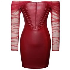 Size- Small Brand- Miss Circle Burgundy Corset, Dresses Burgundy, Miss Circle, Circle Dress, Leather Dress, Colorful Dresses, Bodycon Dress, Dress Es, Dresses Skirts