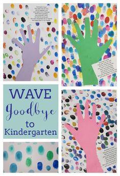 four different handprints with the words wave goodbye to children